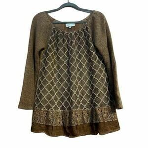 Belle France Italy Mohair Blend oversize sweater Sz M Brown Long Sleeve